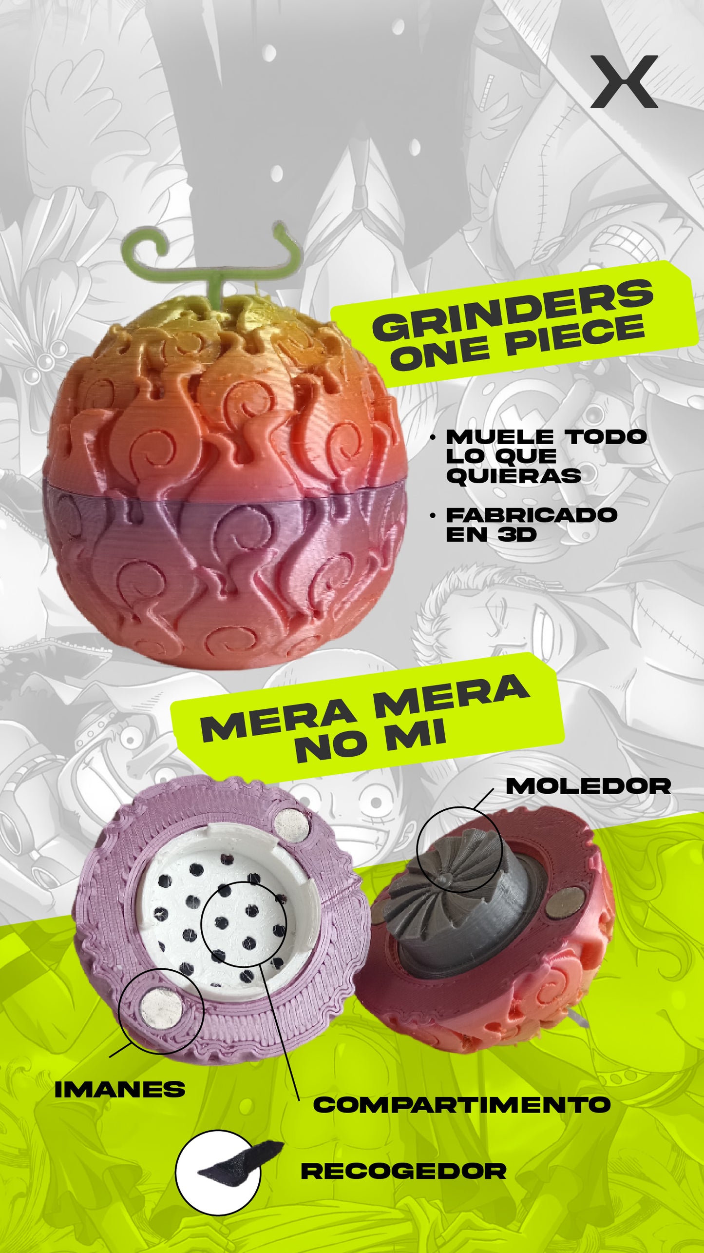 GRINDER ONEPIECE MERA MERA NO MI