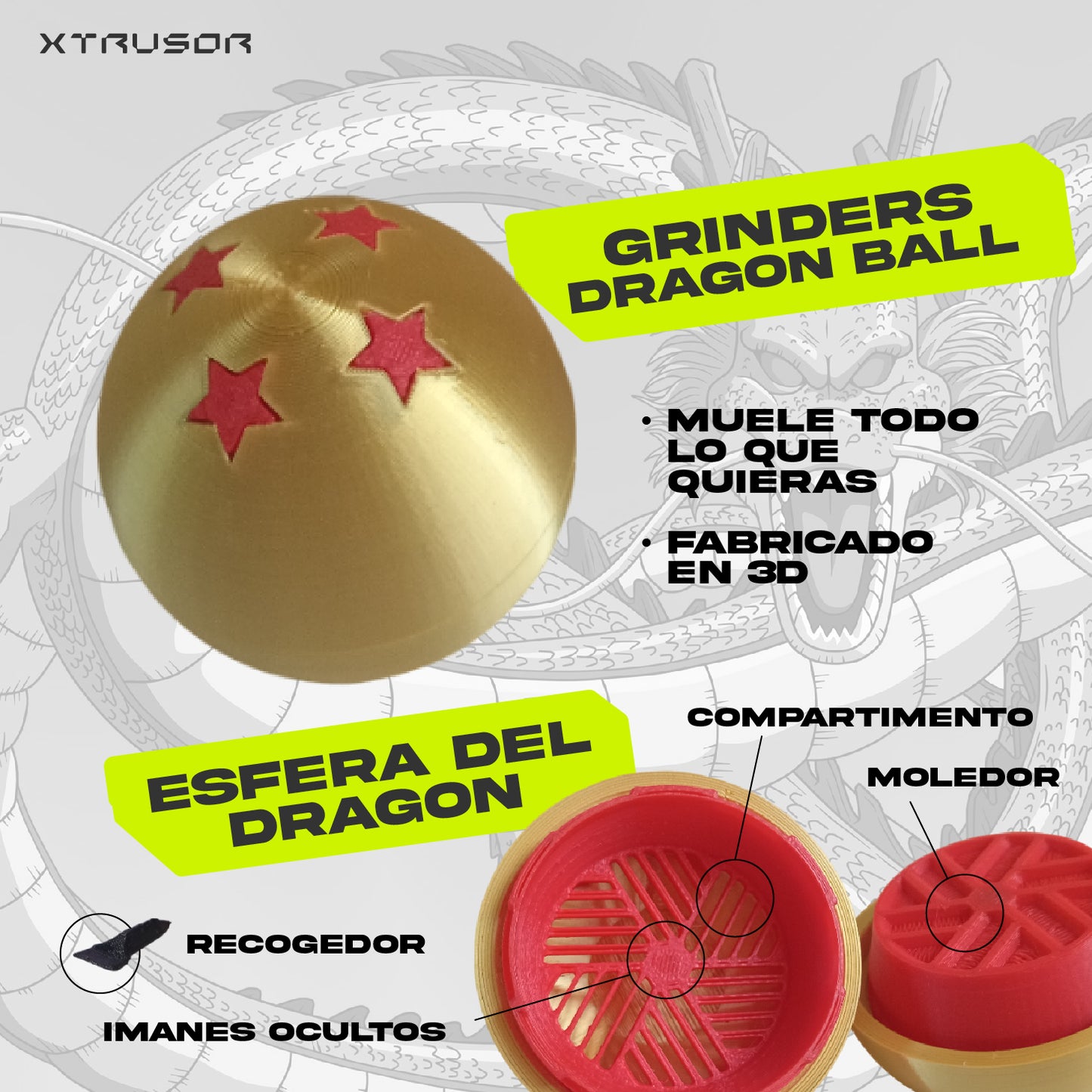 GRINDER ESFERA DEL DRAGON DBZ DE 4 ESTRELLAS